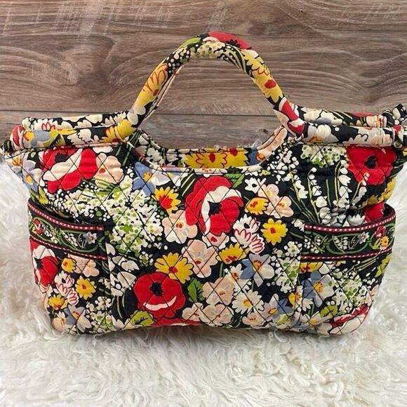 VERA BRADLEY Poppy Fields Retired Design Quilted Floral Handbag Satchel Tote Pur - Picture 2 of 15